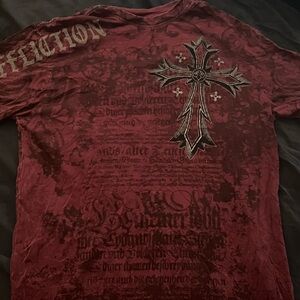 Affliction Burgundy Cross Graphic Tee